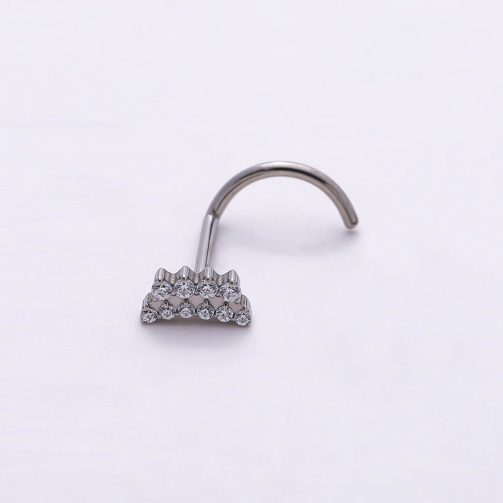 Titanium 5mm Clear Micro Paved CZ Cartilage Nose Single Piercing Stud | BJ-00025