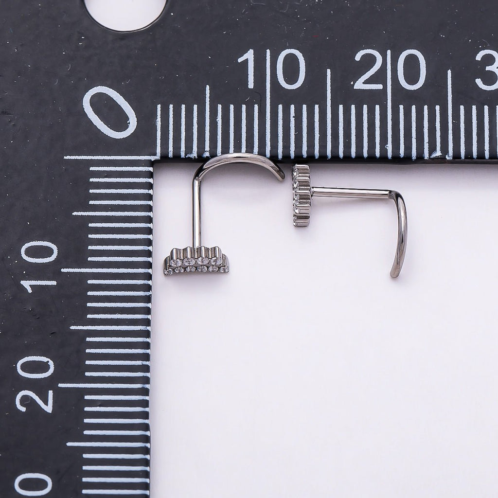 Titanium 5mm Clear Micro Paved CZ Cartilage Nose Single Piercing Stud | BJ-00025