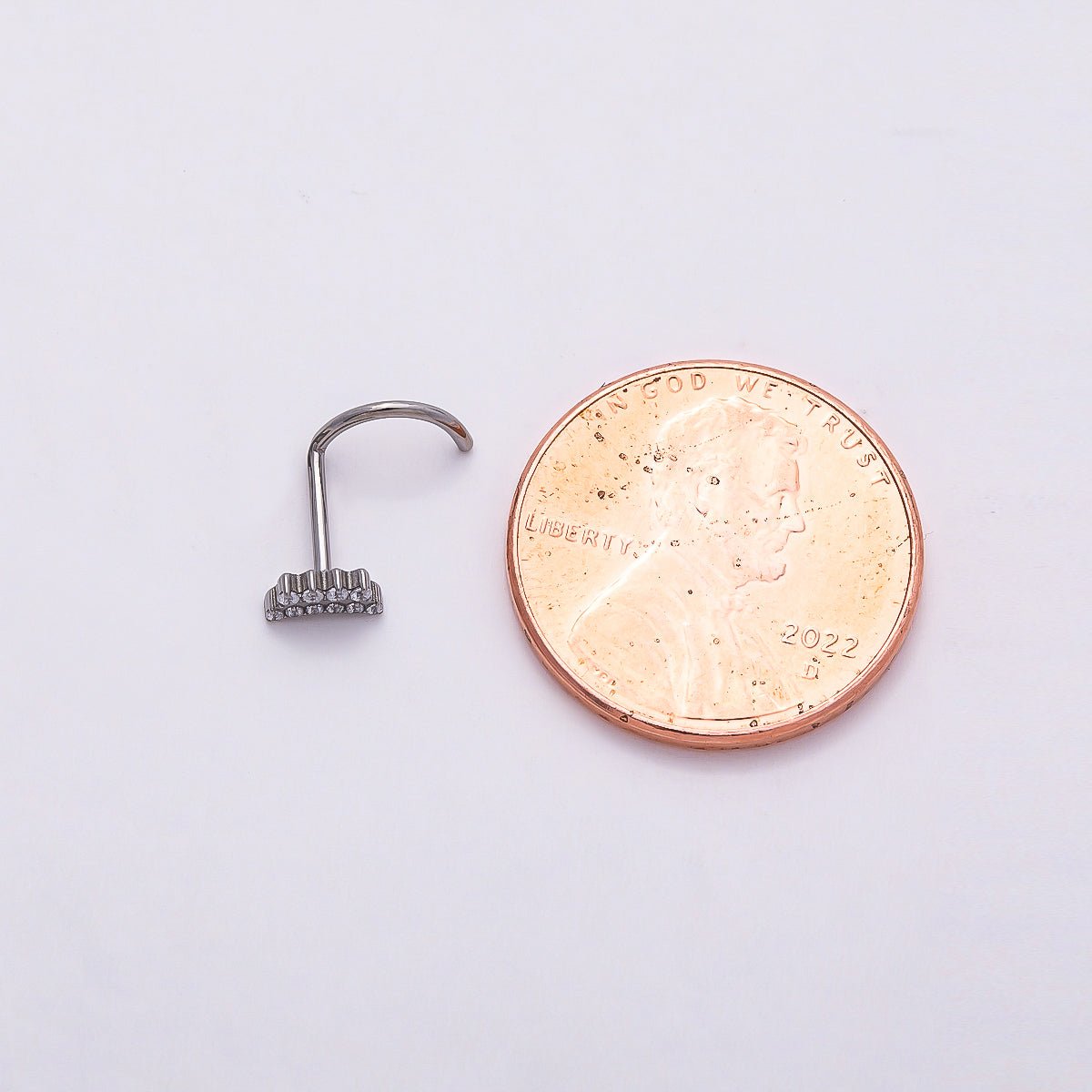 Titanium 5mm Clear Micro Paved CZ Cartilage Nose Single Piercing Stud | BJ-00025
