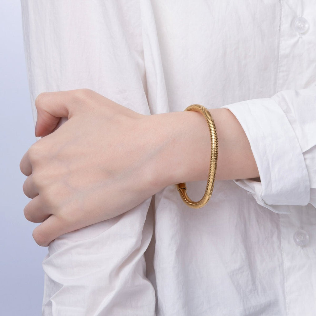 Stainless Steel 5mm Minimalist Snake Chain 8 Inch Bracelet in Gold & Silver | WA-03859 WA-01378