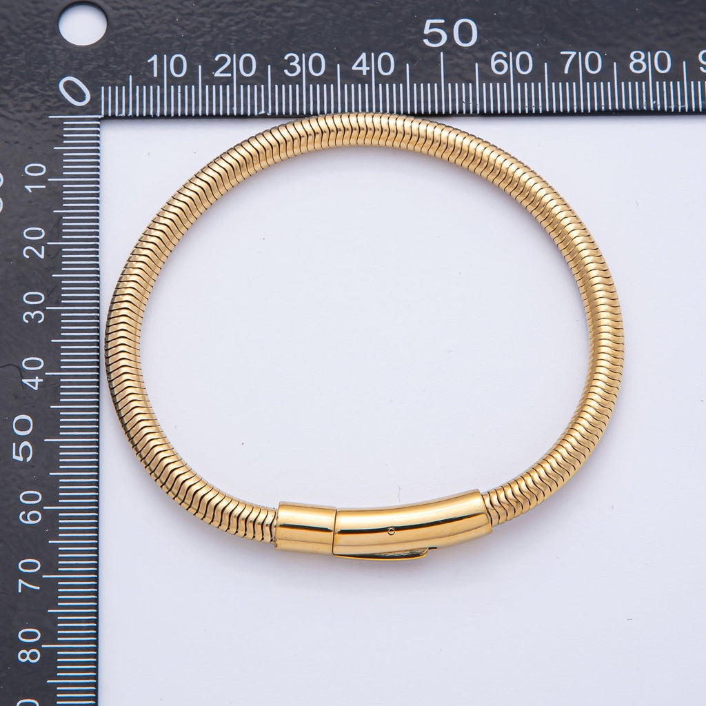 Stainless Steel 5mm Minimalist Snake Chain 8 Inch Bracelet in Gold & Silver | WA-03859 WA-01378