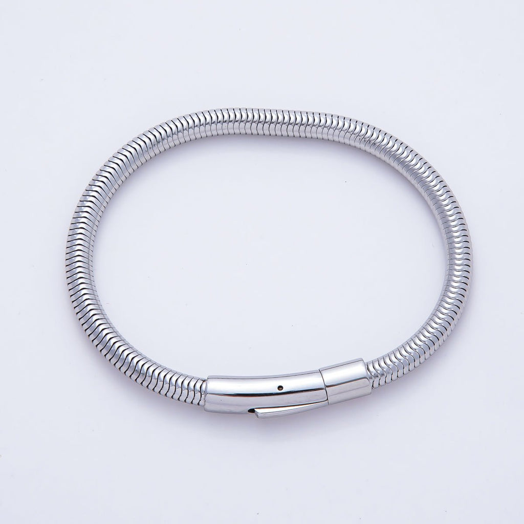 Stainless Steel 5mm Minimalist Snake Chain 8 Inch Bracelet in Gold & Silver | WA-03859 WA-01378