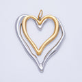 Stainless Steel 62.5mm Open Molten Heart Mixed Metal Charm | J851