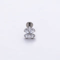 Titanium 6mm Clear CZ Teardrop Flower Single Cartilage Piercing Flat Back Stud | BJ-00028