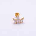 Titanium 7.5mm Clear CZ Geometric Mini Single Cartilage Piercing Flat Back Stud in Gold & Silver | BJ-00003 BJ-00004