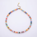 Stainless Steel 8mm Multicolor, Yellow, Blue, Orange, Pink, Green Glitter Rondelle 16 Inch Necklace w. Extender | WA-04549 ~ WA-04553