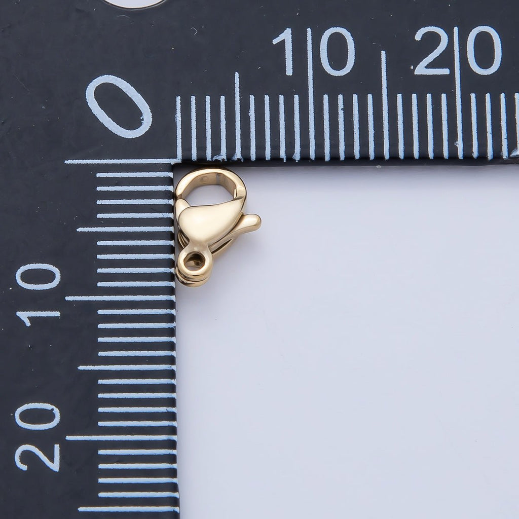 18K Gold PVD Stainless Steel 9mm, 10mm, 11mm, 13mm Minimalist Lobster Claw Clasps Finding | Z1628 - Z1632