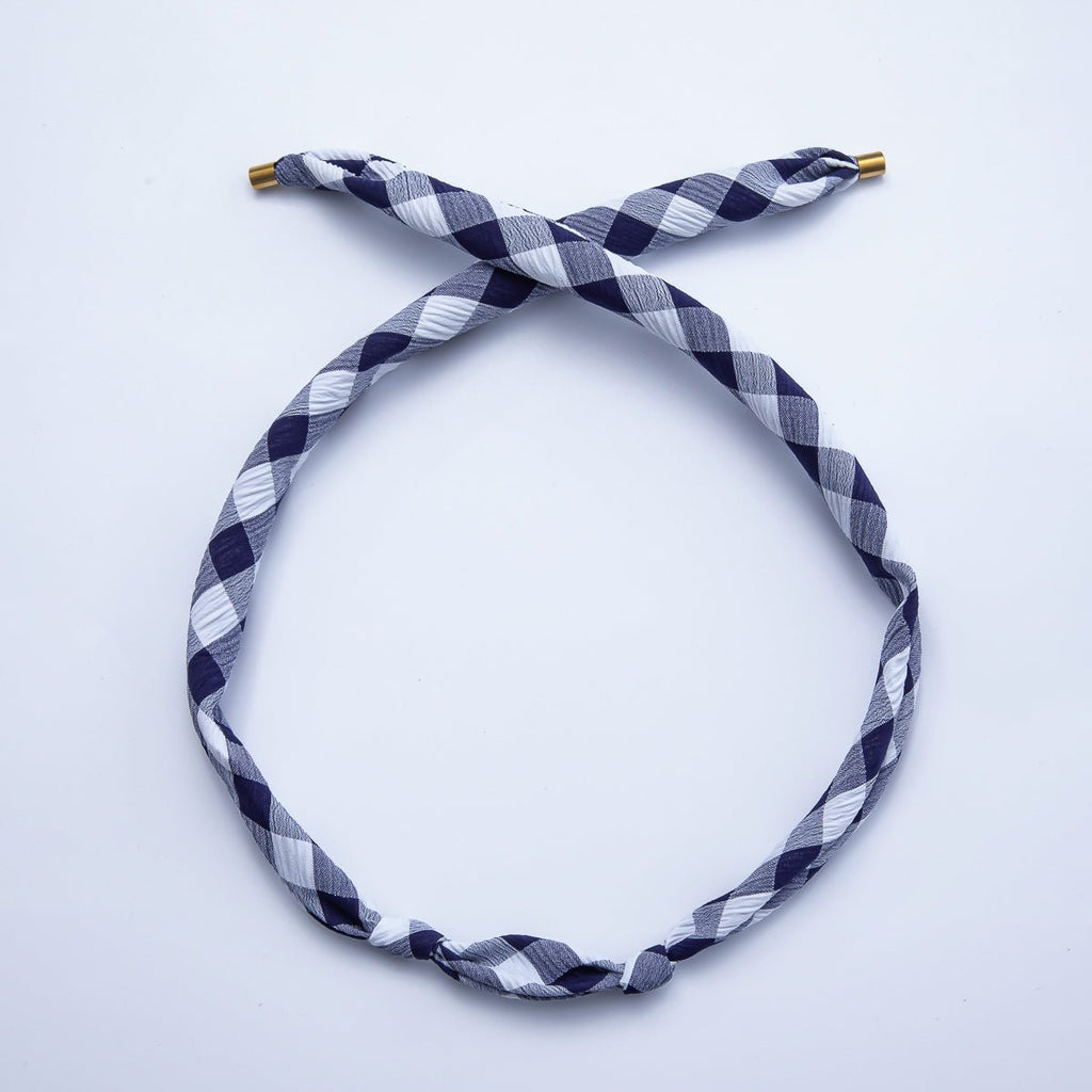 Stainless Steel Blue, Red, Black Knotted Gingham Vintage Bandana Scarf Necklace | WA-1279 ~ WA-1374