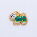 18K Gold PVD Stainless Steel Green, Yellow, Pink 18mm Cute Enamel Kitten Animal Charm | J654-J670