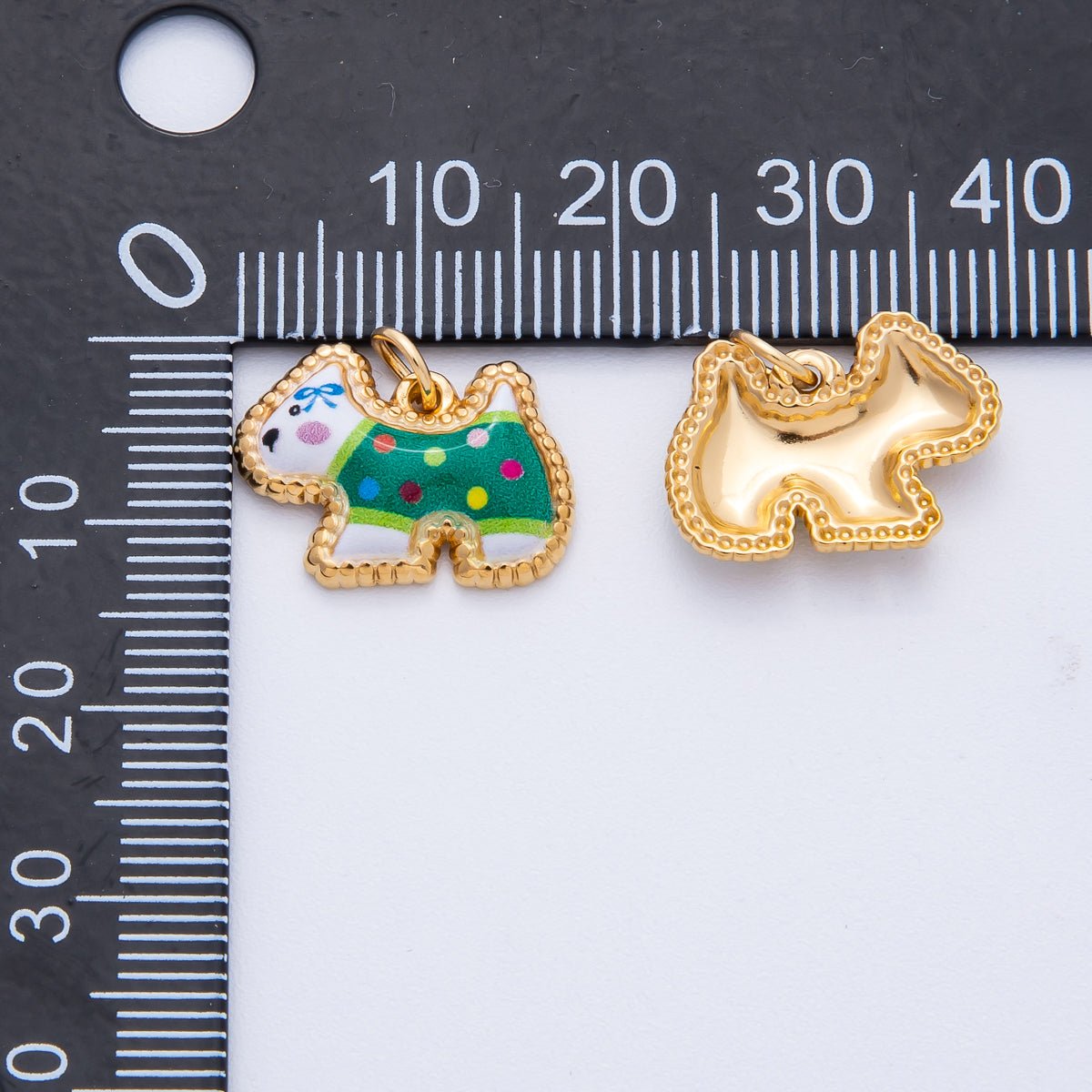 18K Gold PVD Stainless Steel Green, Yellow, Pink 18mm Cute Enamel Kitten Animal Charm | J654-J670