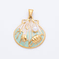 Stainless Steel Blue, Orange, Purple Enamel Crab Starfish Shell Pearl Clam Pendant | J497 J500