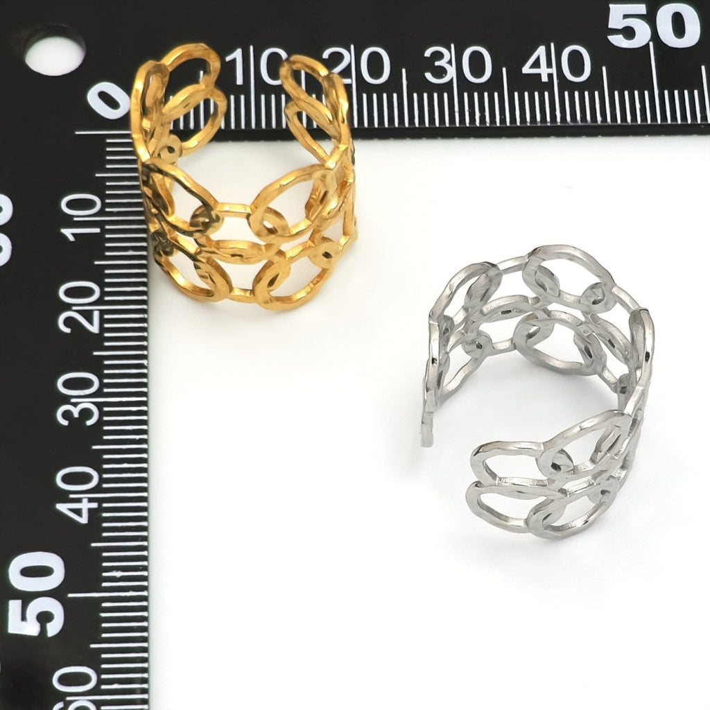 Stainless Steel Triple Hammered Round Band Ring in Gold & Silver | Rings-00224