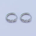 Sterling Silver S925 Triple Flower Huggies Hoop Earrings | SL-648