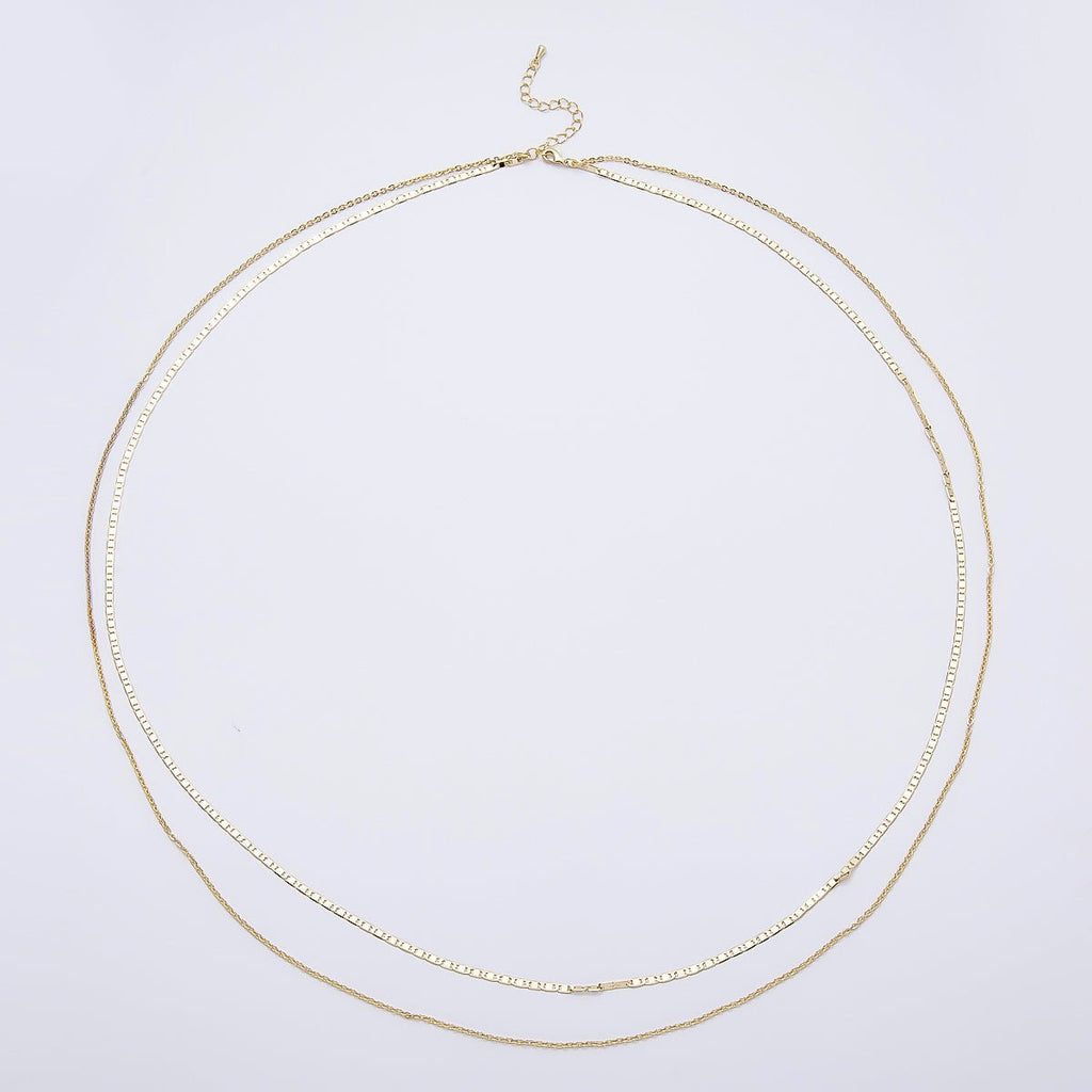 SUMMER 16K Gold Filled 2mm Dainty Double Mariner Cable Belly Waist Chain | WA-04754
