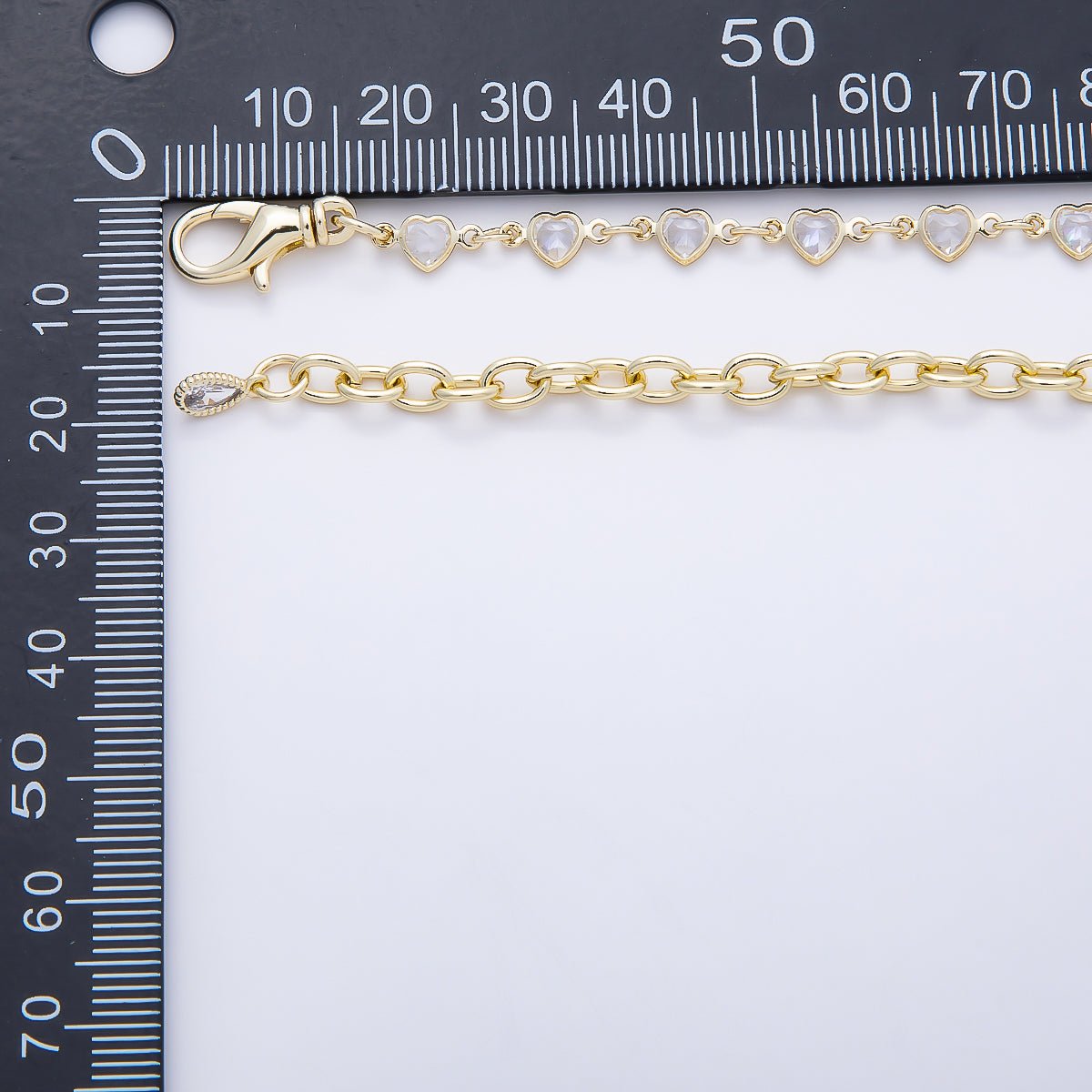 SUMMER 16K Gold Filled 4mm Clear CZ Bezel Heart Belly Waist Chain | WA-04717
