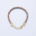 SUMMER 24K Gold Filled 5mm Brown Cotton Cord Paracord Chain 7 Inch Bracelet | WA-01069