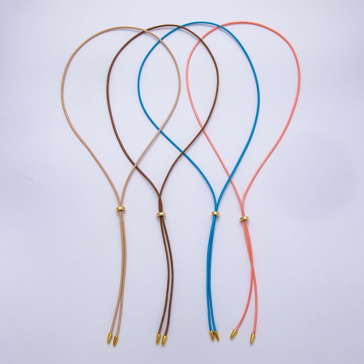 SUMMER 2mm Faux Paracord Bolo Slide Adjustable 26 Inch Lariat Necklace | WA-04304 ~ WA-04307