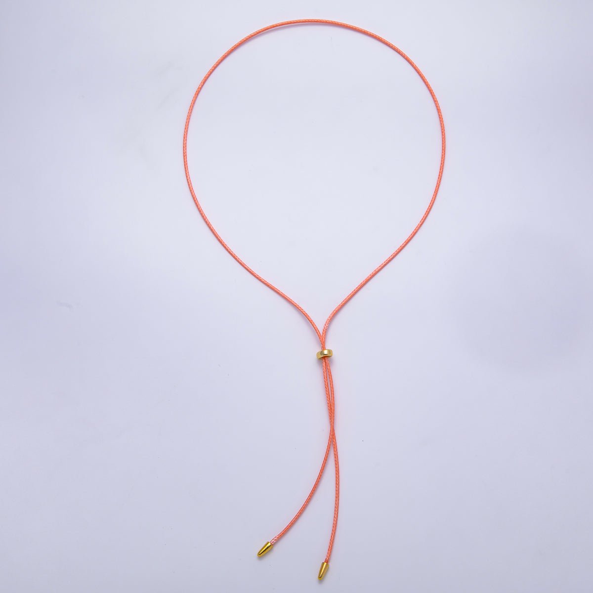 SUMMER 2mm Faux Paracord Bolo Slide Adjustable 26 Inch Lariat Necklace | WA-04304 ~ WA-04307