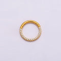 Titanium 10.5mm Micro Paved CZ Single Septum Cartilage Piercing Clicker in Gold & Silver | BJ-00202 BJ-00203