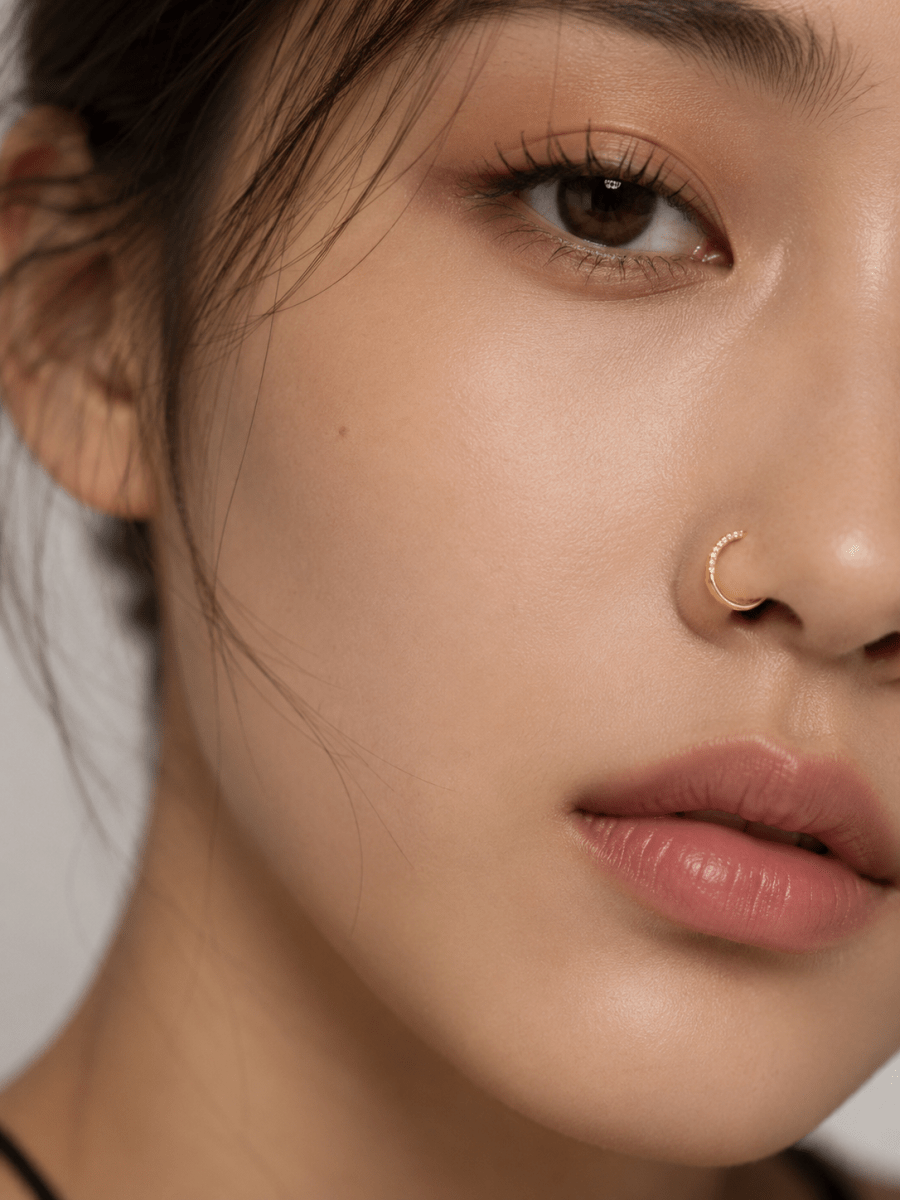 Titanium 10.5mm Micro Paved CZ Single Septum Cartilage Piercing Clicker in Gold & Silver | BJ-00202 BJ-00203