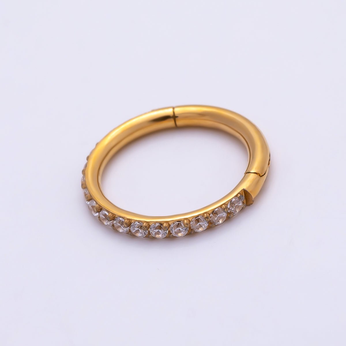Titanium 10mm Micro Paved CZ Universal Cartilage Piercing Clicker | BJ-00244