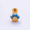 Titanium 11mm Blue Opal Paw Print Cartilage Piercing Flat Back Stud in Gold & Silver | BJ-00211 BJ-00212