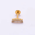 Titanium 3.5mm Clear CZ Double Curved Cartilage Piercing Flat Back Stud in Gold & Silver | BJ-00180 BJ-00181