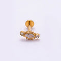 Titanium 4mm Clear CZ Marquise Bubble Cartilage Piercing Flat Back Stud in Gold & Silver | BJ-00146 BJ-00147