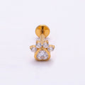Titanium 5.5mm Clear CZ Pawprint Cartilage Piercing Flat Back Stud in Gold & Silver | BJ-00186 BJ-00187