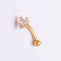 Titanium 5mm Triple Marquise CZ Curved Eyebrow Barbell Piercing Stud in Gold & Silver | BJ-00150 BJ-00151
