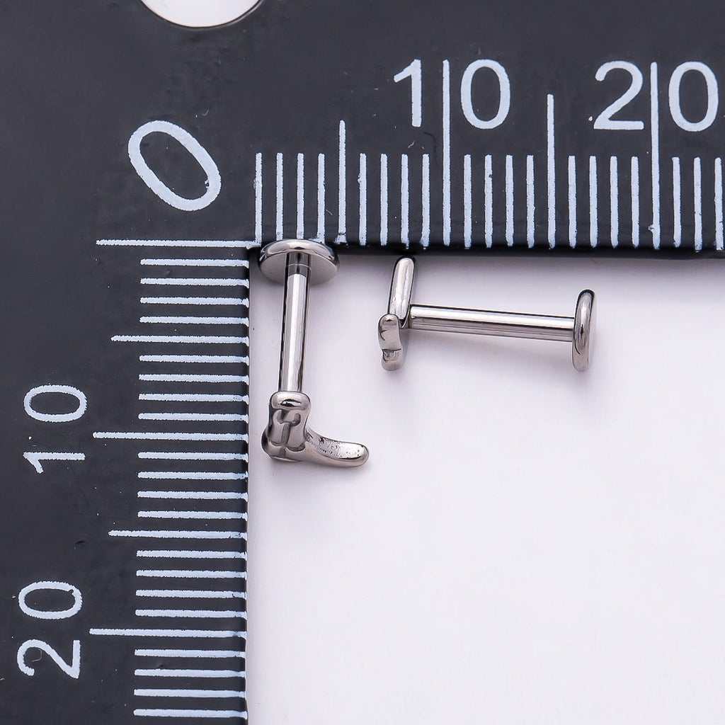 Titanium 6mm Cowboy Boot Cartilage Piercing Flat Back Stud in Gold & Silver | BJ-00188 BJ-00189