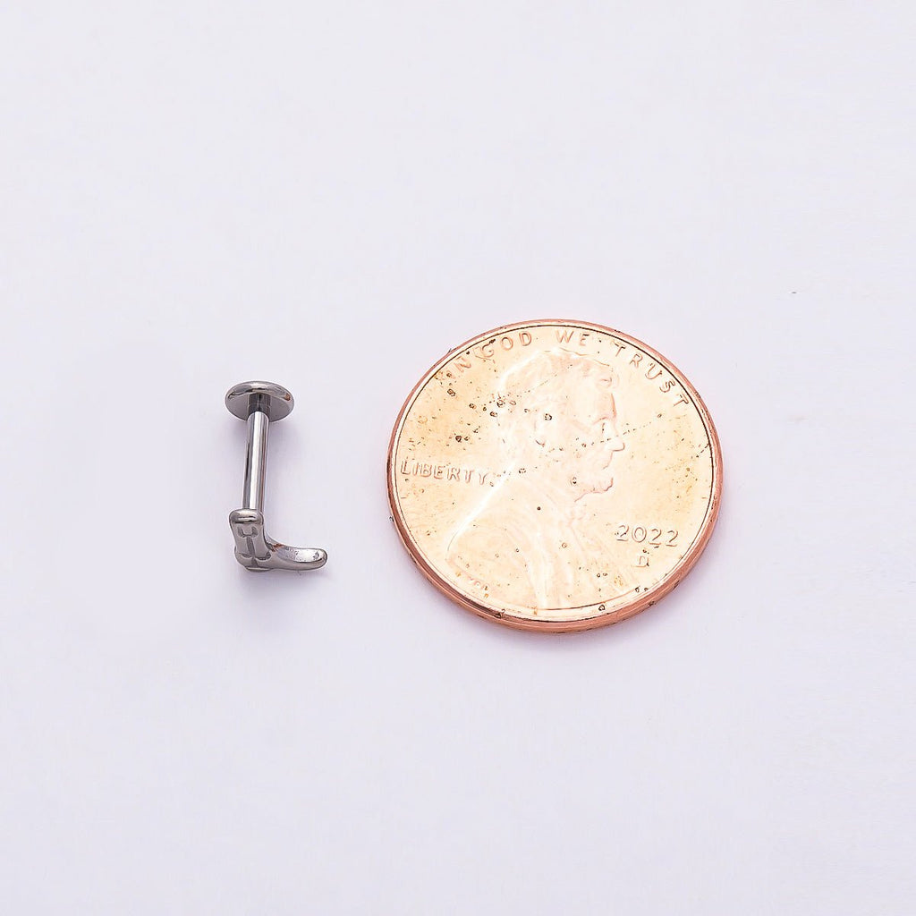 Titanium 6mm Cowboy Boot Cartilage Piercing Flat Back Stud in Gold & Silver | BJ-00188 BJ-00189