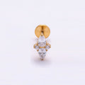 Titanium 7mm Clear CZ Teardrop Star Cartilage Piercing Flat Back Stud in Gold & Silver | BJ-00144 BJ-00145