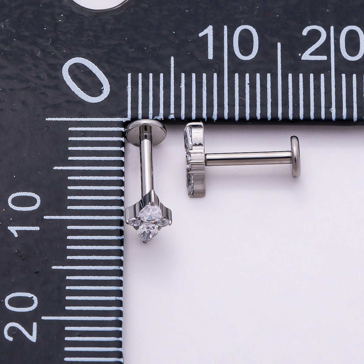 Titanium 7mm Clear CZ Teardrop Star Cartilage Piercing Flat Back Stud in Gold & Silver | BJ-00144 BJ-00145