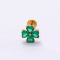 Titanium 7mm Green CZ Flower Cartilage Piercing Flat Back Stud in Gold & Silver | BJ-00190 BJ-00191