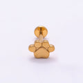 Titanium 8mm Paw Print Minimalist Cartilage Piercing Flat Back Stud in Gold & Silver | BJ-00098 BJ-00099