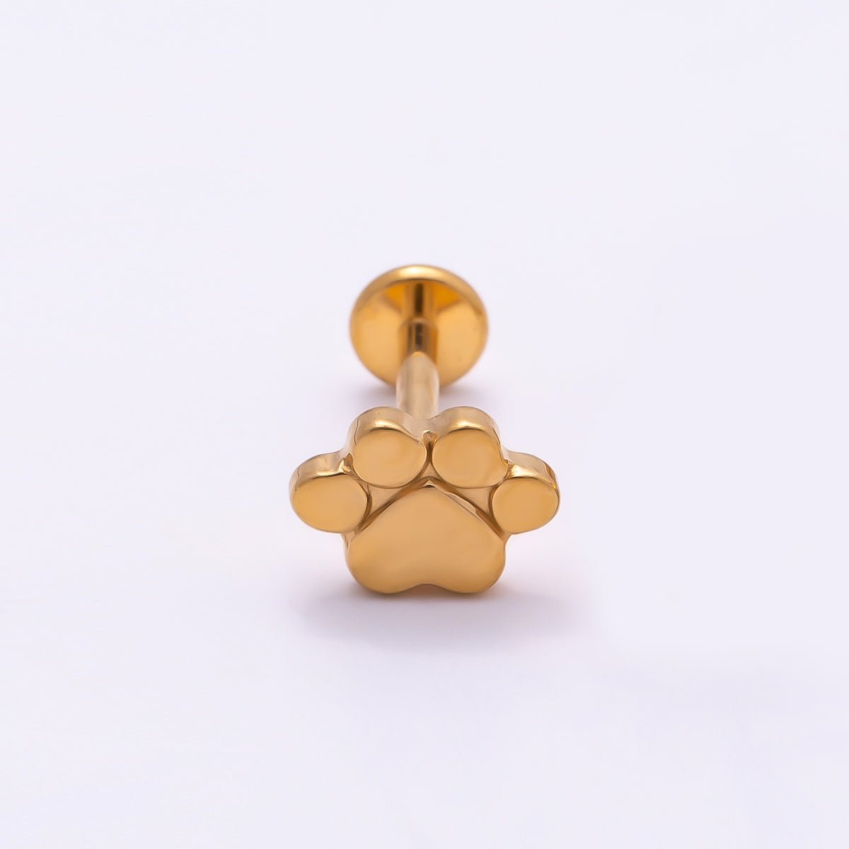 Titanium 8mm Paw Print Minimalist Cartilage Piercing Flat Back Stud in Gold & Silver | BJ-00098 BJ-00099