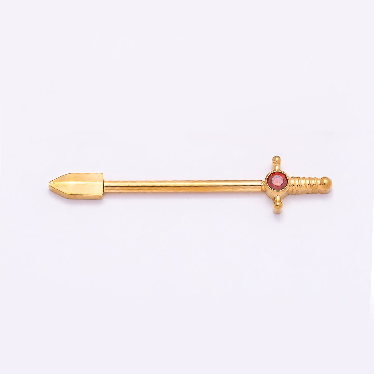 Titanium CZ Sword Nipple Barbell Piercing Body Jewelry in Gold & Silver | BJ-00106 BJ-00107