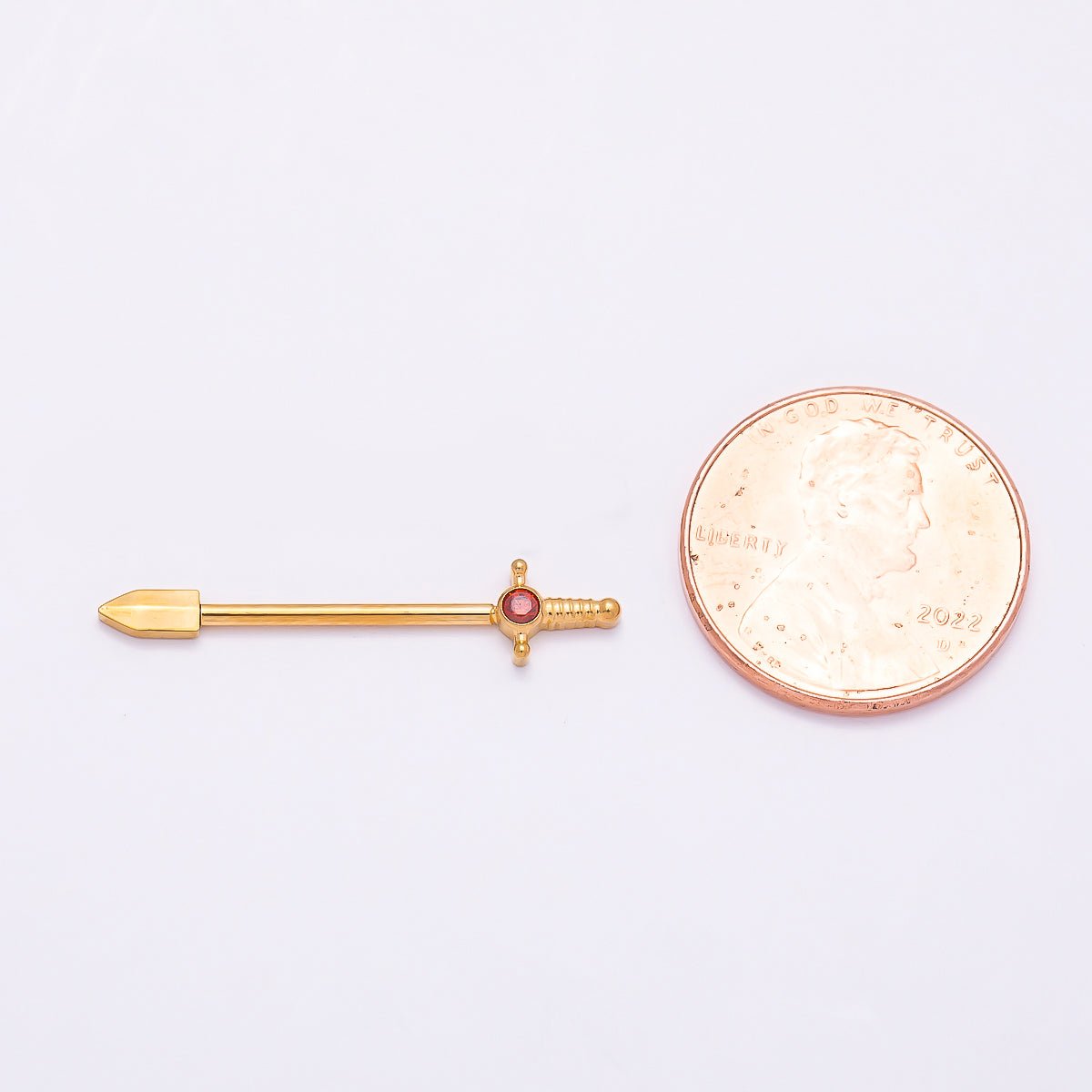 Titanium CZ Sword Nipple Barbell Piercing Body Jewelry in Gold & Silver | BJ-00106 BJ-00107