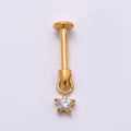 Titanium Star CZ Cartilage Piercing Flat Back Stud in Gold & Silver | BJ-00090 BJ-00091