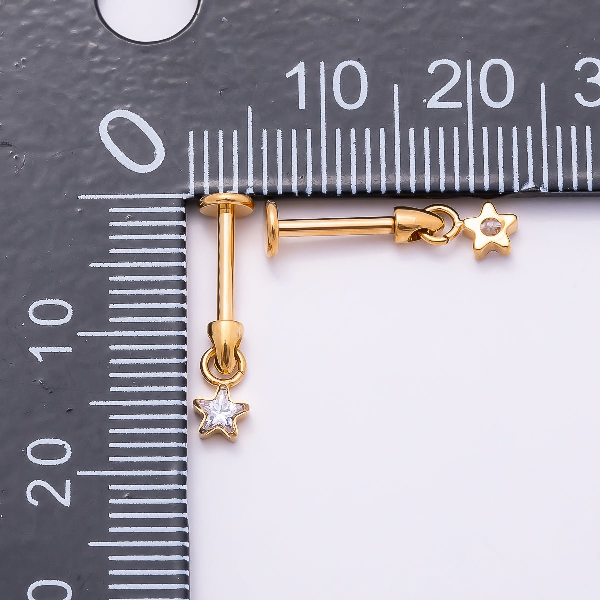Titanium Star CZ Cartilage Piercing Flat Back Stud in Gold & Silver | BJ-00090 BJ-00091