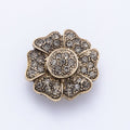 Vintage Gold 20.6mm x 19.8mm Rhinestone Flower Pin Brooch | BH-069