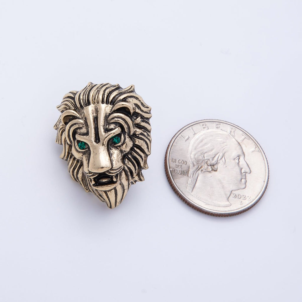 Vintage Gold 28.5mm x 22mm Lion Animal Pin Brooch | BH-062