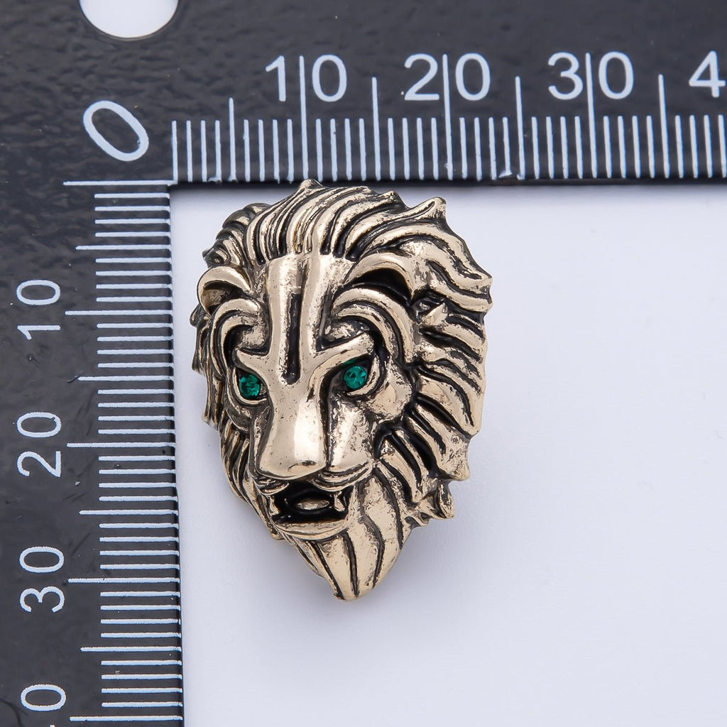 Vintage Gold 28.5mm x 22mm Lion Animal Pin Brooch | BH-062