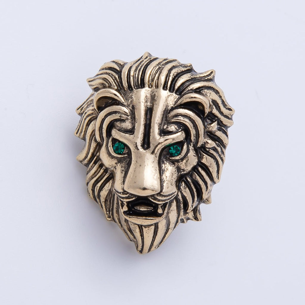 Vintage Gold 28.5mm x 22mm Lion Animal Pin Brooch | BH-062