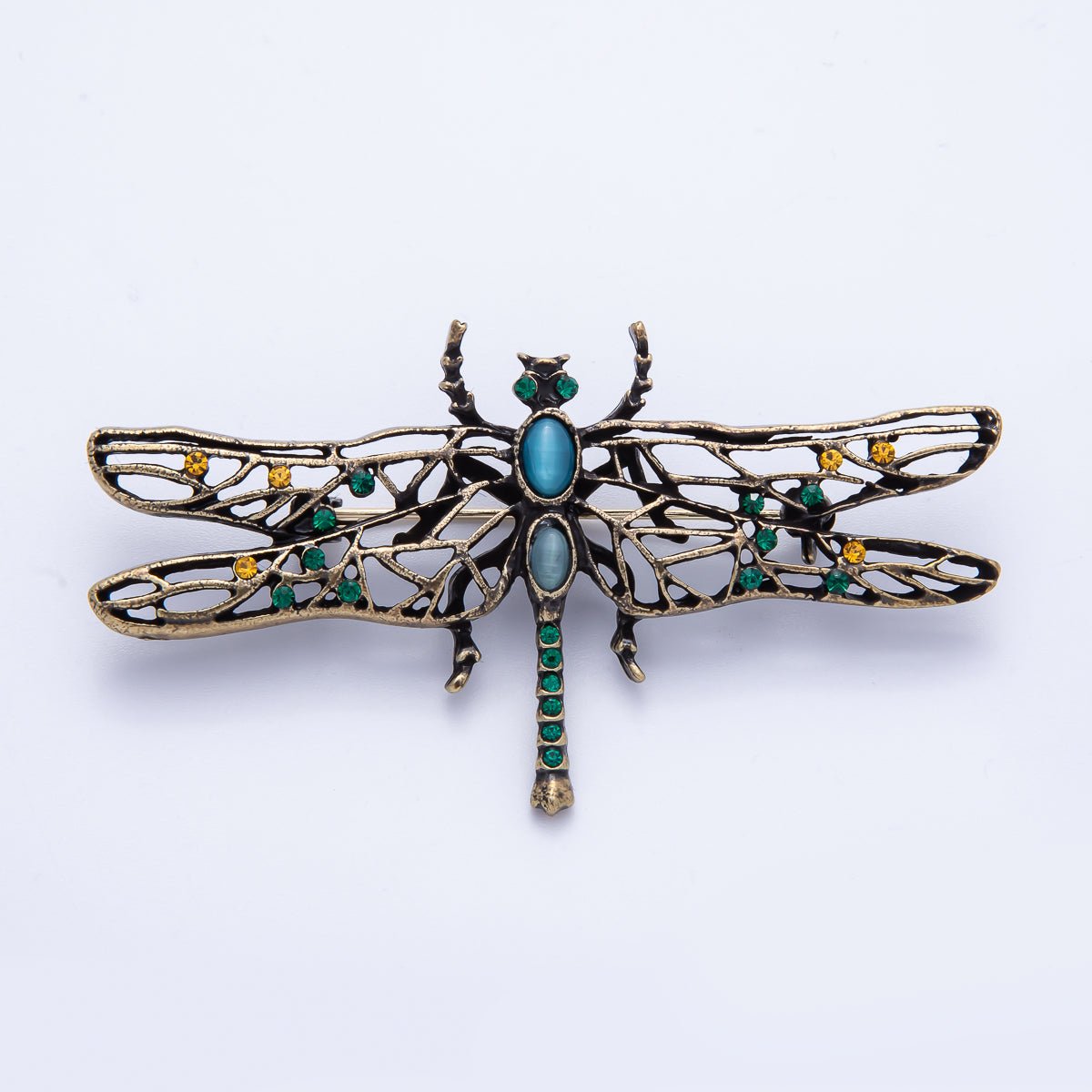 Vintage Gold 71mm x 40mm Dragonfly Insect Animal Pin Brooch | BH-028