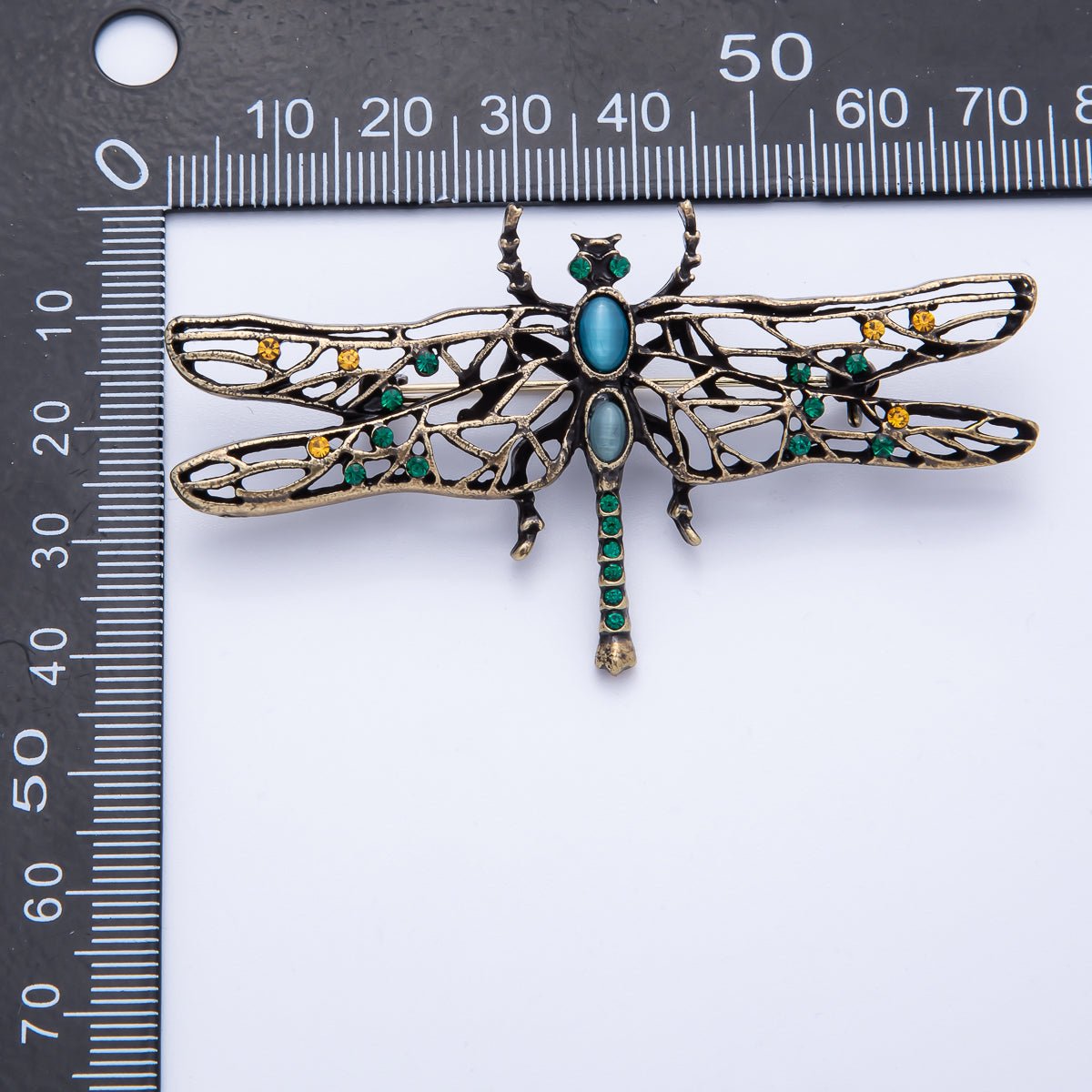 Vintage Gold 71mm x 40mm Dragonfly Insect Animal Pin Brooch | BH-028