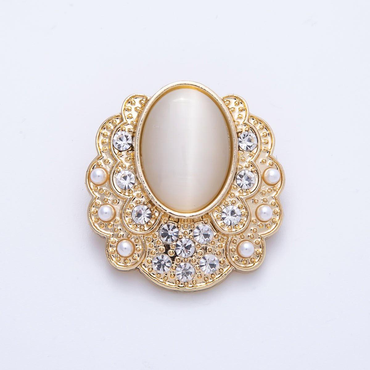 Vintage Gold Cat Eye Rhinestone Geometric Pin Brooch | BH-076