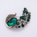 Vintage Gold Green, Red Rhinestone Curved Leaf Nature Pin Brooch | BH-144 BH-145