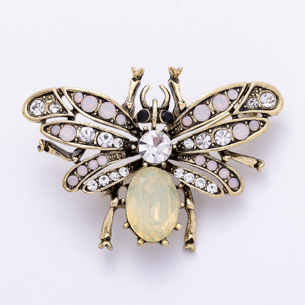 Vintage Silver 47.3mm x 33.5mm CZ Fly Insect Pin Brooch | BH-020